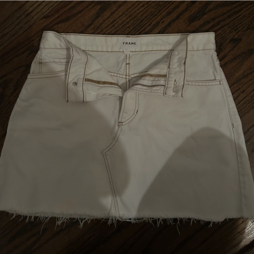FRAME white frayed denim skirt•Never worn
